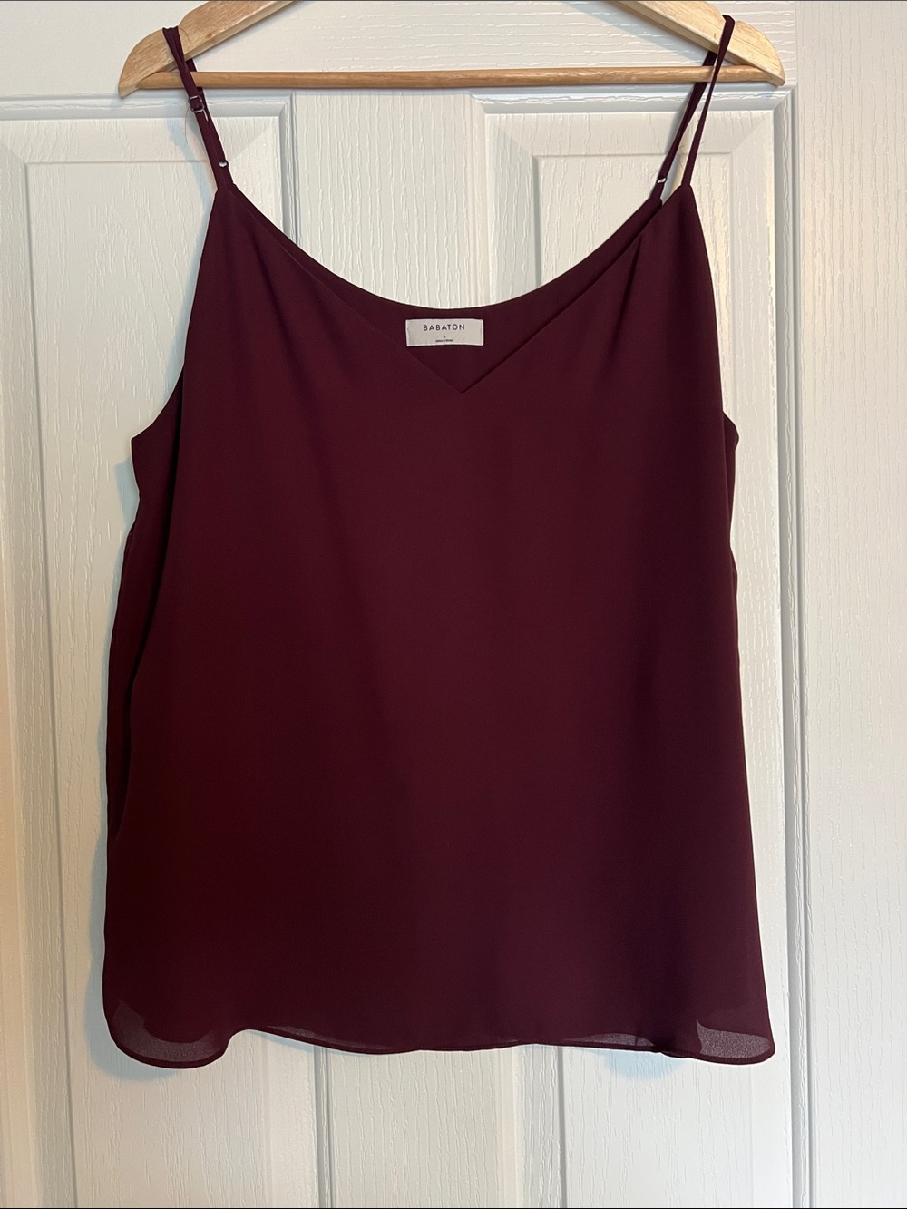 Babaton deep plum v neck sleeveless top
